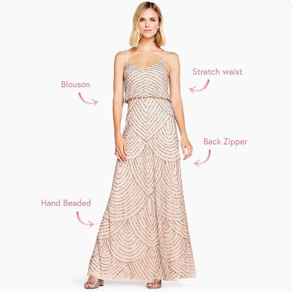 Adrianna Papell Beaded Floor Length Dress - US 4/EU36 - Picture 11 of 12